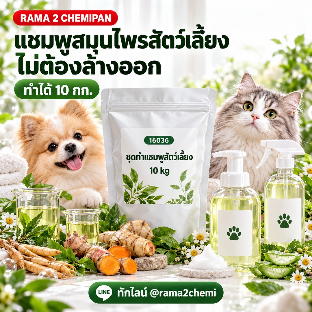 16036-ชุดทำ โฟม-สเปรย์ แชมพูสมุนไพรอาบน้ำแบบไม่ต้องล้างออก สำหรับสัตว์เลี้ยง-10kg