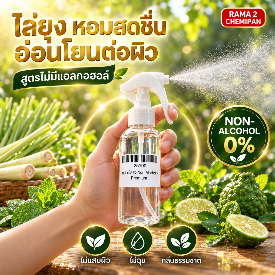 สเปรย์ไล่ยุง Non-Alcohol พรีเมียม ไล่ยุง หอมสดชื่น อ่อนโยนต่อผิว สูตรไม่มีแอลกอฮอล์