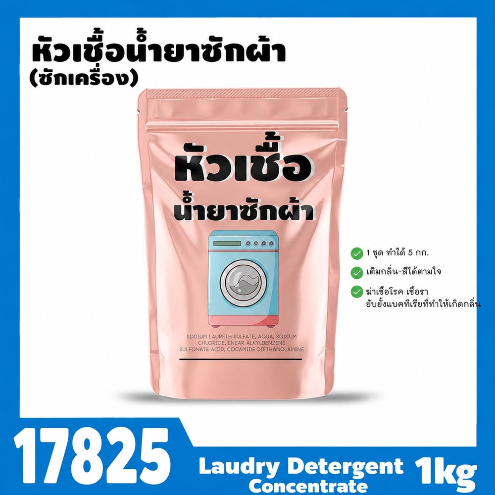 17825 หัวเชื้อน้ำยาซักผ้า สูตรซักเครื่อง-1kg (ทำได้ 5 กก)